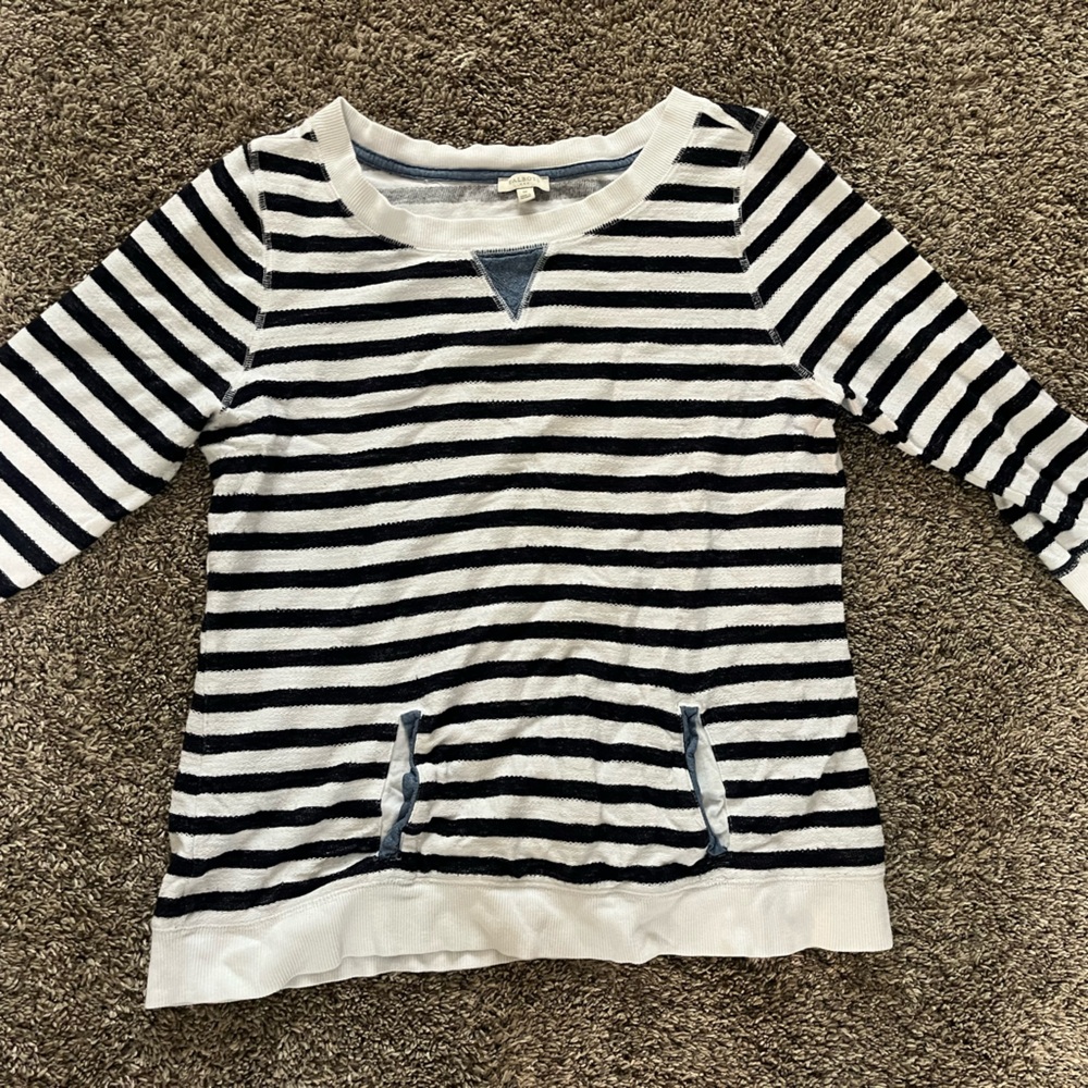 Talbots Denim Blue and White Knit Top